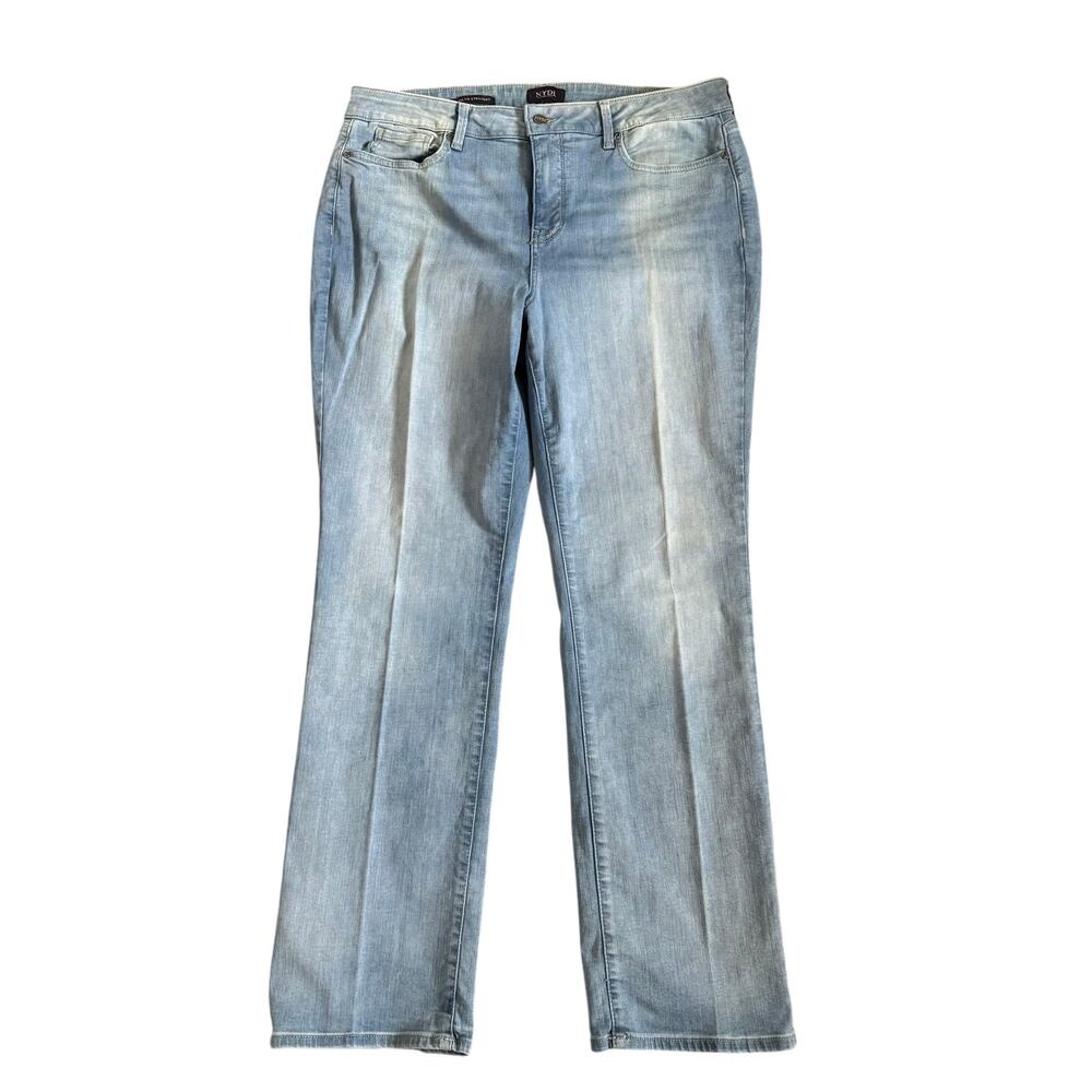 NYDJ Jeans Womens 16 Marilyn Straight  Stretch Light Wash Distressed Denim 2935